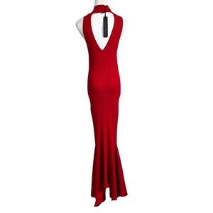 NWT HOUSE OF HARLOW 1960 RED RIBBED KNIT OPEN BACK MERMAID FORMAL DRESS